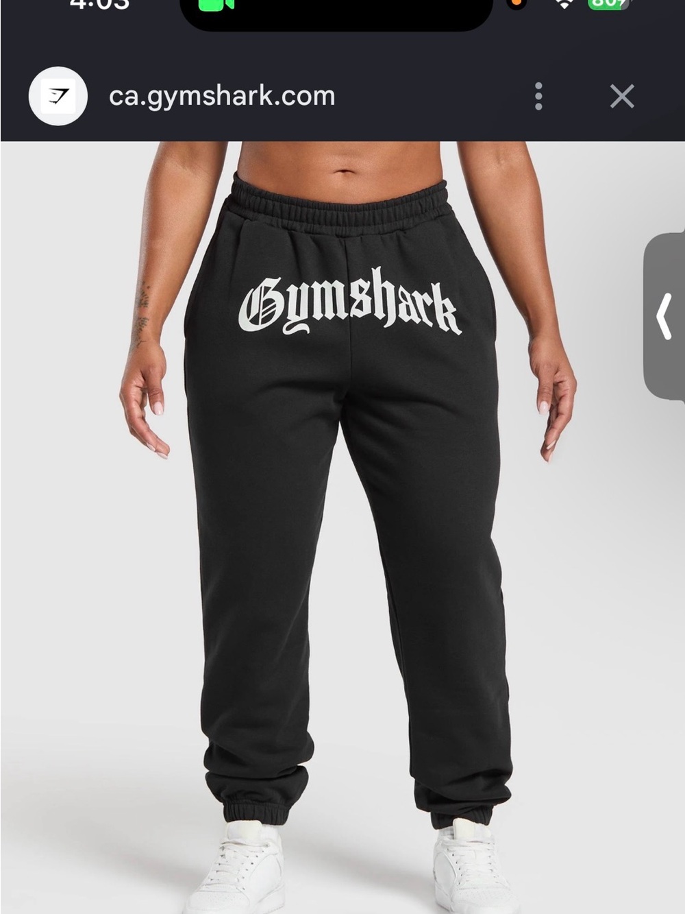 Gymshark Black Sweatpants with White Logo